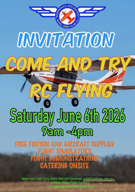 Come and Try  RC Model Aircraft Flying            Saturday June 6th 2026
